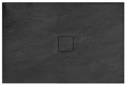 Душевой поддон REA STONE 120х90 см, прямоугольный, минеральный камень, низкий, цвет: черный, антискользящее покрытие, без бортика, литой