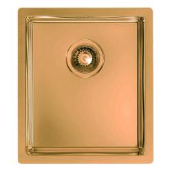Мойка кухонная ALVEUS QUADRIX MONARCH 20 BRONZE 39х45х20 см, слив 90, врезная вровень со столешницей, нержавеющая сталь с PVD покрытием, прямоугольная, цвет бронза, без отверстия под смеситель