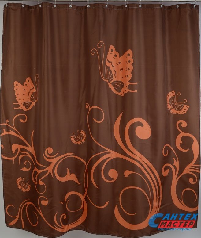 Шторка АкваЛиния для ванной комнаты полиэстер бабочка H519-1