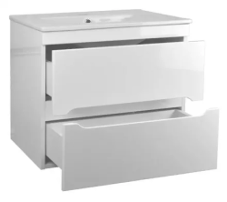 Тумба Loranto Арфа 60/2, с раковиной Leone 60, 60х47х60 см, подвесная, выдвижные ящики, ЛДСП/МДФ, прямоугольная, раковина (Leone 60), прямоугольная, цвет белый, керамика