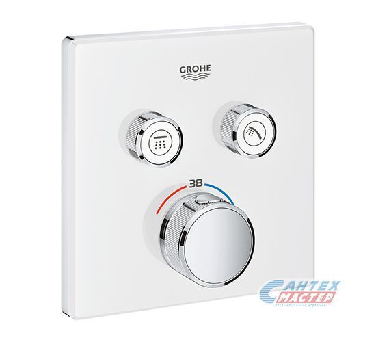 Смеситель для душа Grohe Grohtherm SmartControl термостатический, скрытого монтажа, на 2 выхода, керамический, настенный, без излива/шланга/лейки, латунь, цвет белая луна/хром Смеситель для душа Grohe Grohtherm SmartControl термостатический, скрытого монтажа, на 2 выхода, керамический, настенный, без излива/шланга/лейки, латунь, цвет белая луна/хром