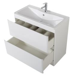 Тумба под раковину BelBagno Albano 90, 90х45х83,5 см, напольная, 2 выкатных ящика, МДФ, цвет: белый глянцевый, шкафчик напольный, механизм доводчика, прямоугольная