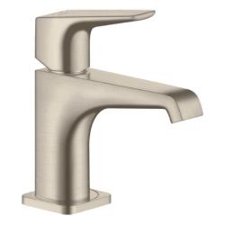 Смеситель для раковины/умывальника Axor Citterio E 90, однорычажный, с рычаговой рукояткой, фиксированный излив, длина излива 13,5 см, керамический, латунь, цвет шлифованный никель, с незапираемым сливным набором