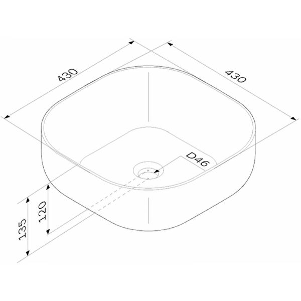 Раковина AM.PM Func, 43х13,5х43 см, накладная, квадратная, цвет белый, фарфоровая/фаянсовая, без отверстия под смеситель, без слив-перелива