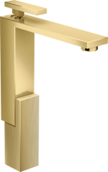 Смеситель для раковины/умывальника Axor Edge 280, однорычажный, с алмазной огранкой, фиксированный излив, длина излива 18 см, керамический, латунь, цвет полированное золото, со сливным клапаном Push-Open