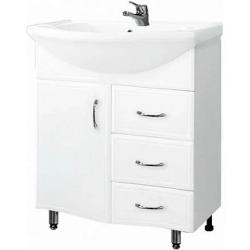 Тумба с раковиной GRADEONIKA Спарта 60, 58,9х29х69,5 см, напольная, 3 выдвижных ящика/1 распашная дверца, МДФ/ЛДСП, прямоугольная, цвет белый 51845