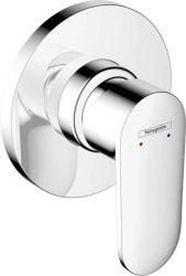 Смеситель для раковины Hansgrohe Rebris S 110 CoolStart, однорычажный, фиксированный излив, длина излива 13,3 см, керамический, латунь, цвет хром, со сливным гарнитуром