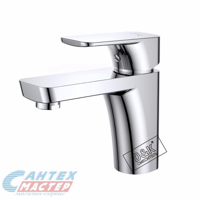 Смеситель для раковины D&K Berlin Freie однорычажный, излив короткий, длина 125 мм, керамический, латунь, цвет хром, без донного клапана