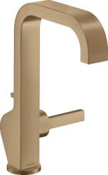 Смеситель для раковины/умывальника Axor Citterio 190, однорычажный, с тонкой рукояткой, фиксированный излив, длина излива 16 см, керамический, латунь, цвет шлифованная бронза, со сливным гарнитуром