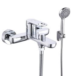 Смеситель для ванны/душа VIEIR настенный, однорычажный, неповоротный, керамический, длина излива 195 мм, латунь, цвет хром