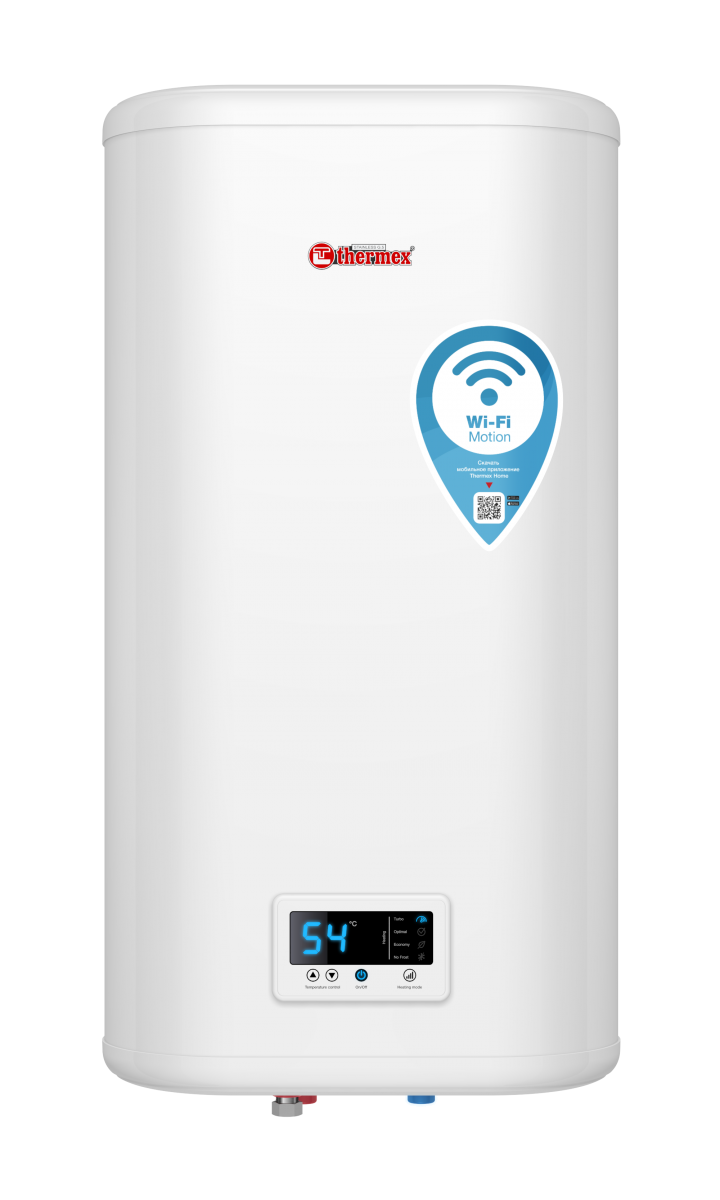 Водонагреватель 50 л Thermex IF 50 V (pro) Wi-Fi электрический, настенный, вертикальный, накопительный тип, 2 квт, 880х239х452 мм, 230 в, (цвет белый, плоский), с нижней подводкой
