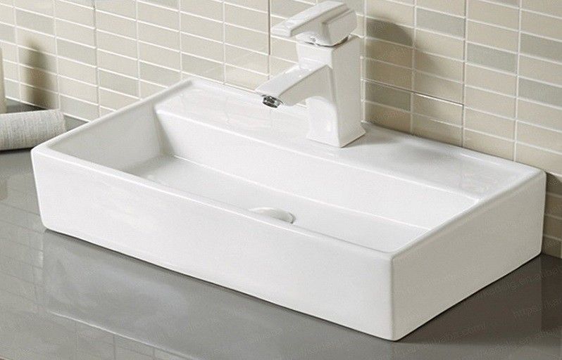 Раковина для ванной CeramaLux 7836 55х13х32 подвесная, прямоугольная, керамическая/фарфоровая, цвет белый, с отверстием под смеситель, слив-перелив