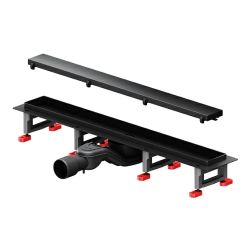 Душевой трап (лоток) AM.PM MasterFlow 600 мм комбинированный затвор с черной матовой решеткой, под плитку, выходная труба 40/50 мм, линейный