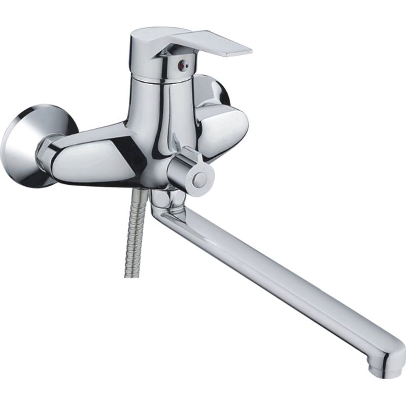 Смеситель для ванны/душа HAIBA CRON однозахватный, хромированный, настенный, излив длинный 350 мм, поворотный, силумин, цвет хром