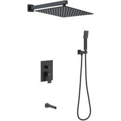 Душевая система BERGES VENTAS 3S, внутренний (скрытый монтаж), черный матовый, однорычажный, квадратный, латунь/пластик, настенный, для ванной