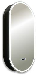 Зеркальный шкаф Silver Мirrors Soho, 50х100 см, навесной, цвет черный, зеркало с подсветкой LED/ЛЭД, сенсорный выключатель с функцией диммера, ЖК-часы, подогрев, с 1 распашной дверцей/одностворчатый