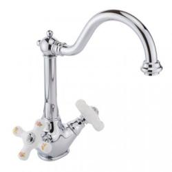 Смеситель для кухни/мойки Migliore Provance, двухвентильный, керамический, с поворотным изливом, длина излива 195 мм, латунь, цвет хром