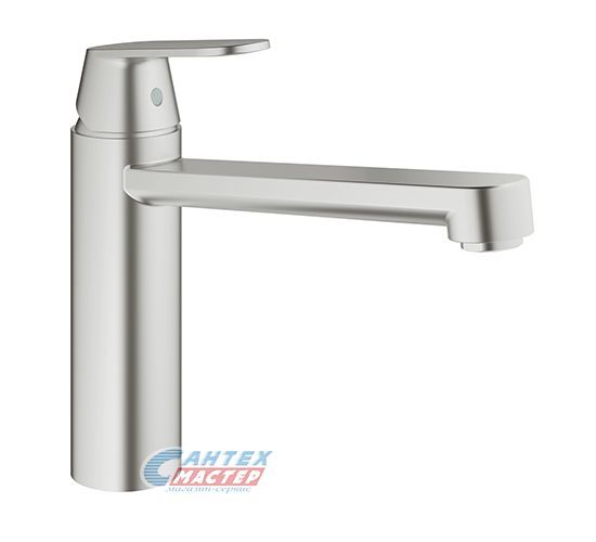 Смеситель для кухни/мойки Grohe Eurosmart Cosmopolitan однорычажный, керамический, с поворотным изливом, длина 221 мм, латунь, цвет суперсталь, кухонный, вертикальный, однорукий, одноручный, однозахватный, одноручковые, кран, комплект, сантехника