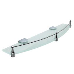 Полка стеклянная WasserKRAFT Kammel, с бортиком, настенная, металл/стекло, форма округлая, в ванную/туалет/душевую кабину, цвет хром