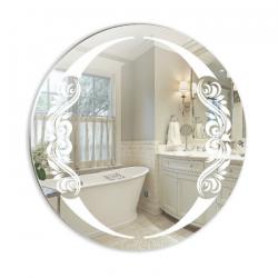 Зеркало Loranto Санторини, 65х65 см, без подсветки, круглое, с декором (пескоструйный рисунок), для ванны, навесное/подвесное/настенное