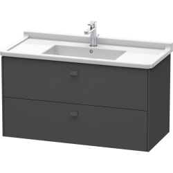 Тумба под раковину Duravit Brioso, 102х46,9х56,3 см, подвесная, 2 выдвижных ящика, ДСП, цвет: графит матовый, шкафчик навесной, механизм доводчика, прямоугольная, правая/левая, в ванную комнату