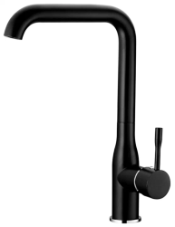 Смеситель для кухни/мойки LEDEME, однорычажный, поворотный, латунный, длина излива 188 мм, латунь, цвет черный матовый