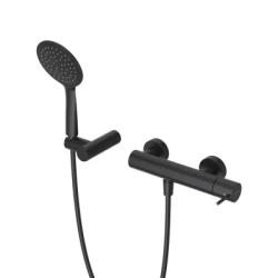 Смеситель для душа Cezares Leaf, настенный, однорычажный, без излива, керамический, латунь, цвет черный матовый Смеситель для душа Cezares Leaf, настенный, однорычажный, без излива, керамический, латунь, цвет черный матовый