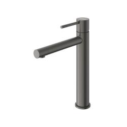 Смеситель для раковины Cezares Relax однорычажный, высокий, длина излива 182 мм, неповоротный, керамический, нержавеющая сталь, цвет оружейная сталь, без донного клапана RELAX-LC2GM-W0