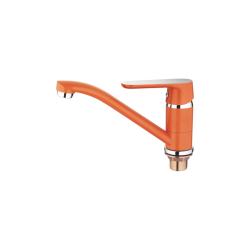 Смеситель для кухни/мойки Accoona, однорычажный, поворотный, керамический, длина излива 150 мм, цинк, цвет оранжевый