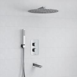 Душевая система WasserKRAFT, встраиваемая, цвет хром, комплект: термостатический смеситель/излив/тропический душ (с верхней лейкой)/лейка/шланг, скрытого монтажа