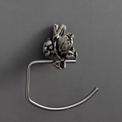 Держатель для туалетной бумаги Art&Max Tulip, без крышки, серебро, настенный, латунь, форма округлая, для туалета/ванной, бумагодержатель