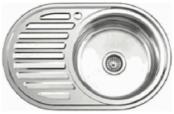 Мойка кухонная LEDEME 50x77x18 см, врезная сверху, нержавеющая сталь, овальная, цвет матовый, с отверстием под смеситель, площадка под смеситель сбоку, с крылом слева Мойка кухонная LEDEME 50x77x18 см, врезная сверху, нержавеющая сталь, овальная, цвет матовый, с отверстием под смеситель, площадка под смеситель сбоку, с крылом слева