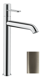 Смеситель для раковины/умывальника Axor Uno 250, однорычажный, с рукояткой-петлей, фиксированный излив, длина излива 20,1 см, керамический, латунь, цвет полированный никель, с незапираемым сливным набором