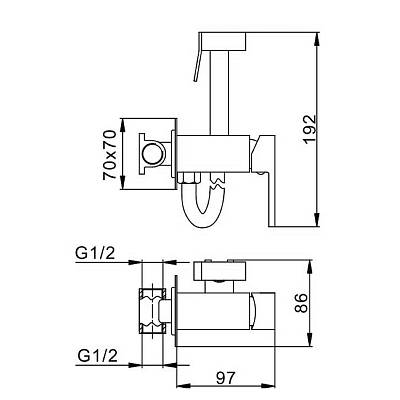 Смеситель с гигиеническим душем Splenka S98.52.03 встраиваемый, однорычажный, керамический, без излива, с гибким шлангом/лейкой, латунь/пластик, цвет сатин золотой