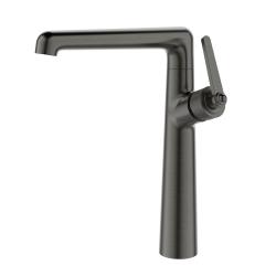 Смеситель для раковины/умывальника Esko Bangkok Gun metal однорычажный, неповоротный, фиксированный, высокий излив, латунь, цвет черный BG25GM