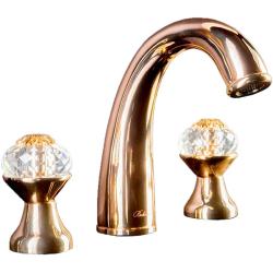 Смеситель для раковины/умывальника Boheme Flora, двухвентильный, неповоротный, керамический, длина излива 138 мм, латунь, цвет золото