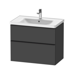 Тумба под раковину Duravit D-Neo, 78,4х45,2х62,5 см, подвесная, 2 выдвижных ящика, ДСП, цвет: графит матовый, шкафчик навесной, прямоугольная, правая/левая, для раковины D-Neo # 236780, в ванную комнату