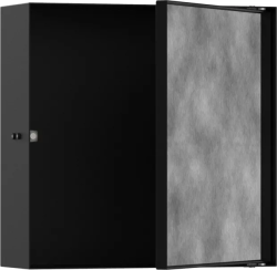 Полка Hansgrohe XtraStoris Rock 300/300/100, с дверью для облицовки плиткой, размер 30х30х10 см, встраиваемая в нишу, дверца распашная, форма прямоугольная, цвет матовый черный, нержавеющая сталь, встроенная/настенная, шкаф/короб