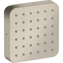 Верхний душ/модуль душа AXOR Citterio E 120/120 softsquare, настенный/потолочный, скрытый монтаж, квадратный, с 1 режимом, размер 12х12 см, металлический, цвет: шлифованный никель, верхний/плечевой/боковой душ, для душа/ванной