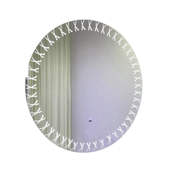 Зеркало Comforty Эониум-80 800х800х30 мм LED-подсветка, бесконтактный сенсор, круглое, по периметру украшено орнаментом, для ванны, навесное/подвесное/настенное