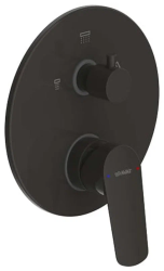 Смеситель для душа Bravat Rhein, встраиваемый, однорычажный, без излива, керамический, латунь, цвет черный матовый, без душевого гарнитура