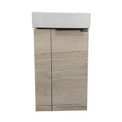 Тумба с раковиной Comforty Асти 40, 41х70х22 см, подвесная, 1 распашная дверца, ЛДСП/МДФ, прямоугольная, цвет- дуб дымчатый/раковина CREA 40, прямоугольная, цвет белый, встраиваемая