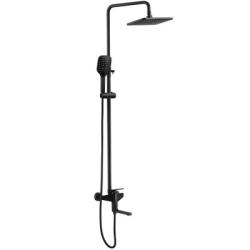 Душевая система SHEVANIK, высота 1480 мм, цвет хром, комплект: однорычажный смеситель с изливом/тропический душ (с верхней лейкой)/стойка/лейка/шланг, наружного монтажа