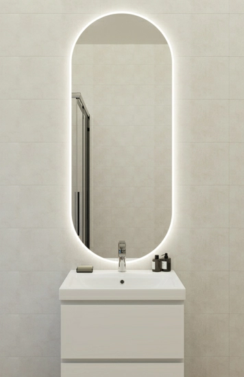 Зеркало Cersanit ECLIPSE Fusion 60x145х2,9 с подсветкой овальное, ударопрочный пластик, для ванны, LED/ЛЕД-подсветкой, универсальное, навесное/подвесное/настенное