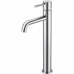 Смеситель для раковины/умывальника Boheme Uno, однорычажный, неповоротный, керамический, высокий, длина излива 145 мм, латунь, цвет хром