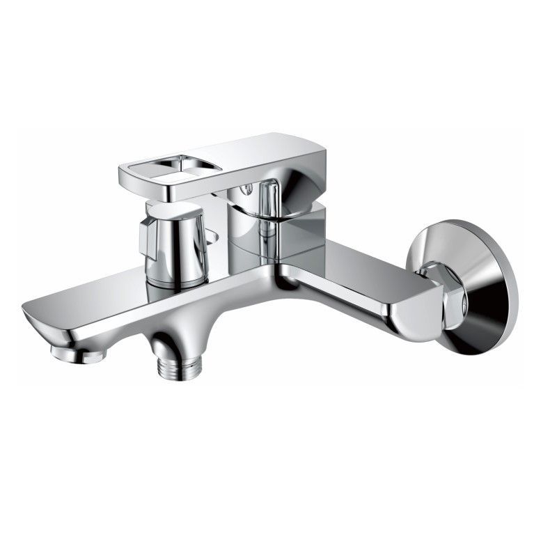 Смеситель для ванны/душа HAIBA однозахватный, хромированный, настенный, излив литой 186 мм, неповоротный, латунь, цвет хром