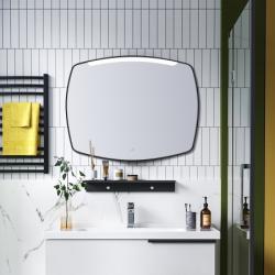 Зеркало Azario 80х60 см, с LED/ЛЕД-подсветкой, прямоугольное, выключатель сенсорный, диммер, для ванны, алюминиевая рамка, навесное/подвесное/настенное