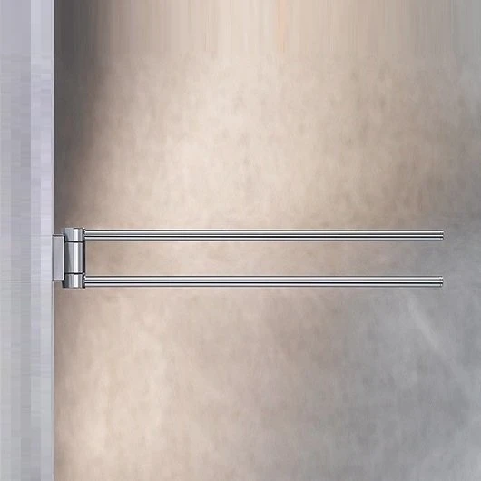 Полотенцедержатель Keuco Plan, двойной, 439 мм настенный, поворотный, латунь, для полотенец в ванную/туалет/душевую кабину, цвет хром