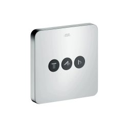 Вентиль Axor ShowerSelect softsquare запорный/переключающий, для 3 потребителей, скрытого монтажа, настенный, 17х17 см, квадратный, латунь, цвет: хром, встраеваемый/встроенный, для ванны/душа