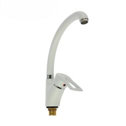 Смеситель для кухни/мойки Accoona, однорычажный, поворотный, керамический, длина излива 237 мм, цинк, цвет белый матовый